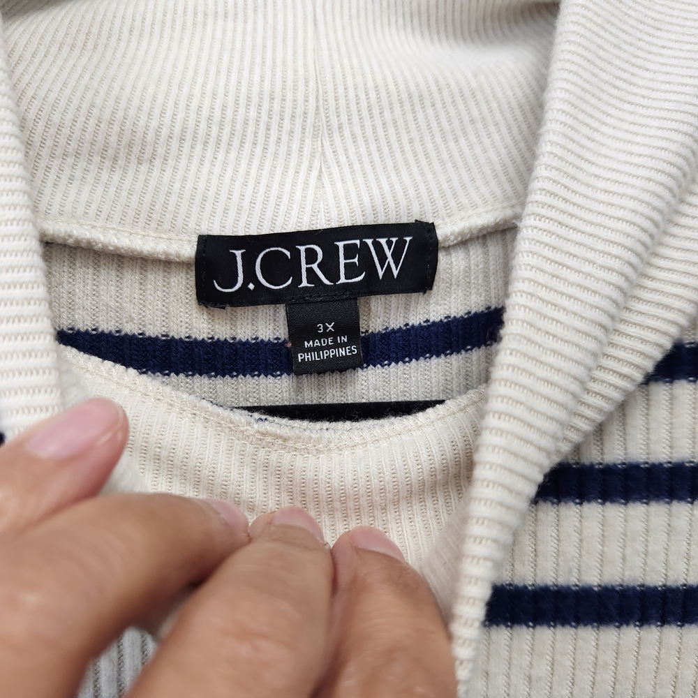 Plus-size J. Crew Cream and Navy Striped Sweater - Picture 3 of 5